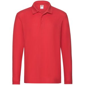 Fruit of the Loom Heren Premium Pique Poloshirt met lange mouwen (Rood)