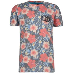 Vingino Gebloemd T-shirt Hup Blauw/roze - Maat 14-15J / 164-170cm
