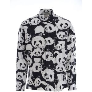 Dolce & Gabbana Zwart Panda Heren Casual Overhemd 100% Katoen