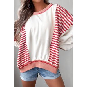 Gestreepte Mouwen Kleurblok Top