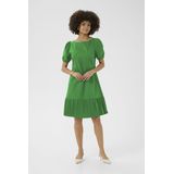 CULTURE - Jurk - Grasgroen - Katoen - Knielengte - Normale Pasvorm - Kwartmouw