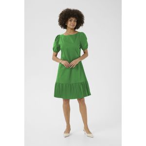 CULTURE - Jurk - Grasgroen - Katoen - Knielengte - Normale Pasvorm - Kwartmouw