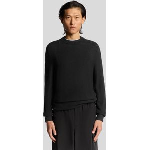 Lyle & Scott piqué gebreide mocknecktrui - zwart