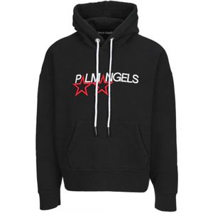 Palm Angels Geborduurde Sterrenlogo Zwarte Hoodie - Maat L