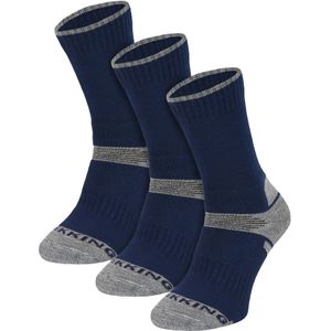 3-Paar Multipack Kinderen Merino Wol Wandelsokken | Lichtgewicht Anti-Blaren Sokken voor Jongens & Meisjes - Marineblauw