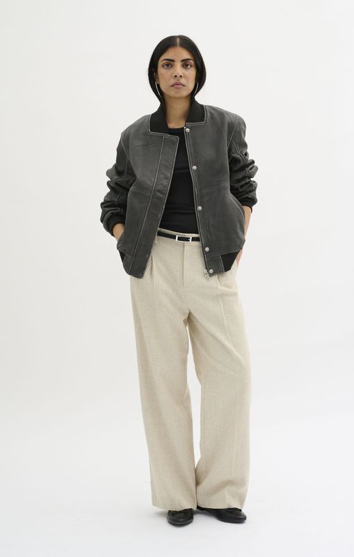 My Essential Wardrobe, Dames, Jassen, Grijs, Maat: M Leer,