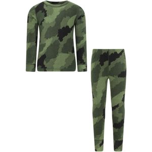 Mountain Warehouse Camo Polar Fleece Base Layer Set voor kinderen/kinderen (Kaki Groen)