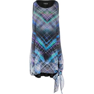 A-lijn Jurk - Mouwloos - Geometrische Print - Dubbellaags - Ronde Halslijn