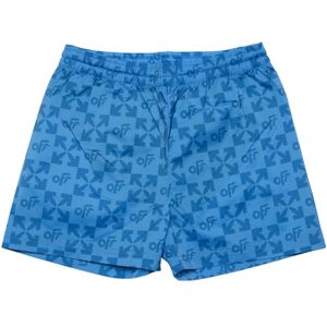 Off White Juniors Monogram Beach Boxers voor jongens in blauw