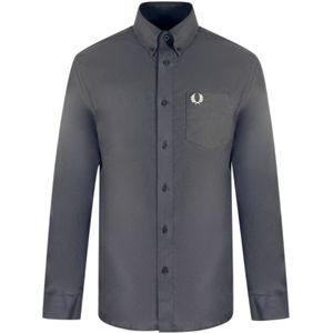 Fred Perry Oxford Gunmetal Grijs Casual Overhemd - Maat S
