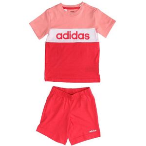 adidas - Colourblock - T-shirt en Shorts Set - Glow Pink - Wit