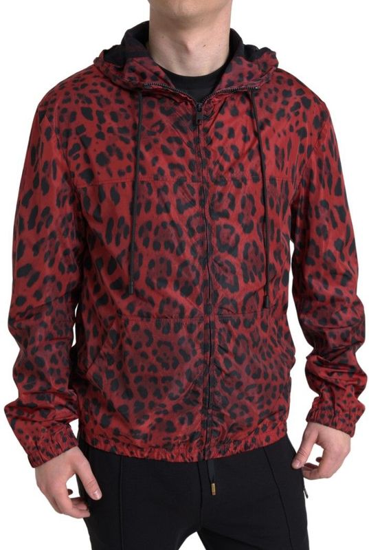 Dolce & Gabbana - Gedurfd Rood Luipaard Hooded Bomberjack - Veelkleurig - Nylon