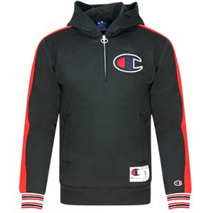 Champion Halve Rits Grote Logo Zwarte Hoodie - Maat S