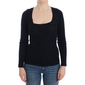 Ermanno Scervino Dames Blauw Gebreide Wol Stretch Sweater Top