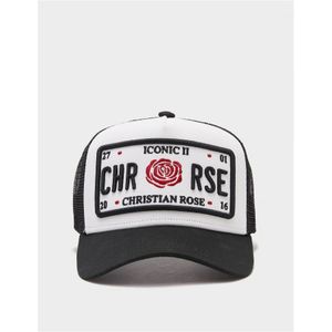 Accessoires Christian Rose Iconic 2 Trucker Baseball Cap in Wit Zwart