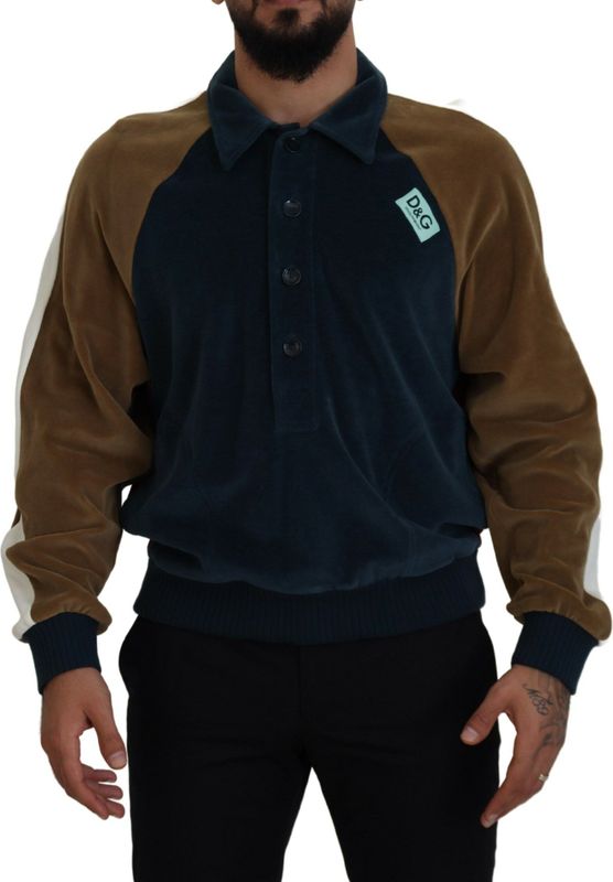 Velours Sweatshirt Colorblock Polokraag