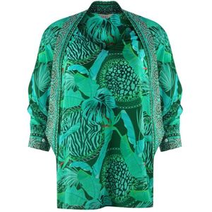 Inoa Valdivian Rainforest 1202114 Green Long Sleeve Blouse Silk Shirt - Maat 38
