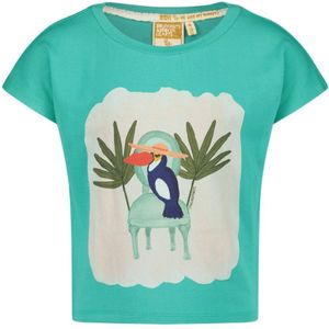 Me & My Monkey T-shirt Met Printopdruk Turquoise - Maat 12J / 152cm