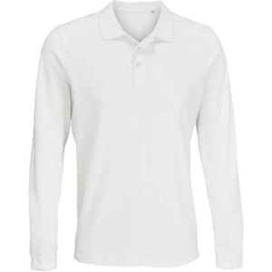 SOLS Unisex Prime Pique Polo Voor Volwassenen Met Lange Mouwen (Wit) - Maat 2XL