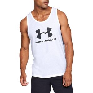Under Armour Heren Sportstyle Logo Wicking Fitness Tanktop In Wit - Maat M