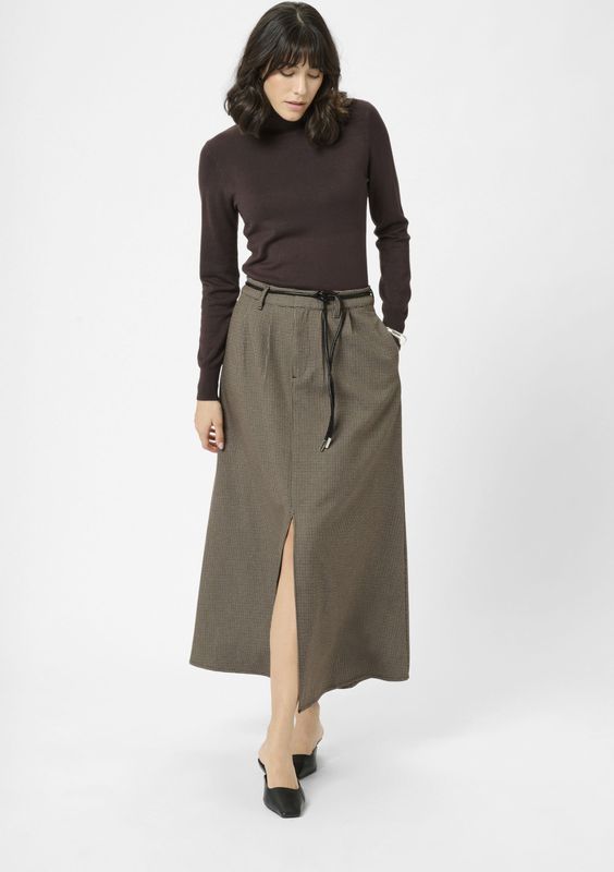 Kaffe - KAElyah - A-lijnrok - Taupe/Zwart - 7/8 Lengte