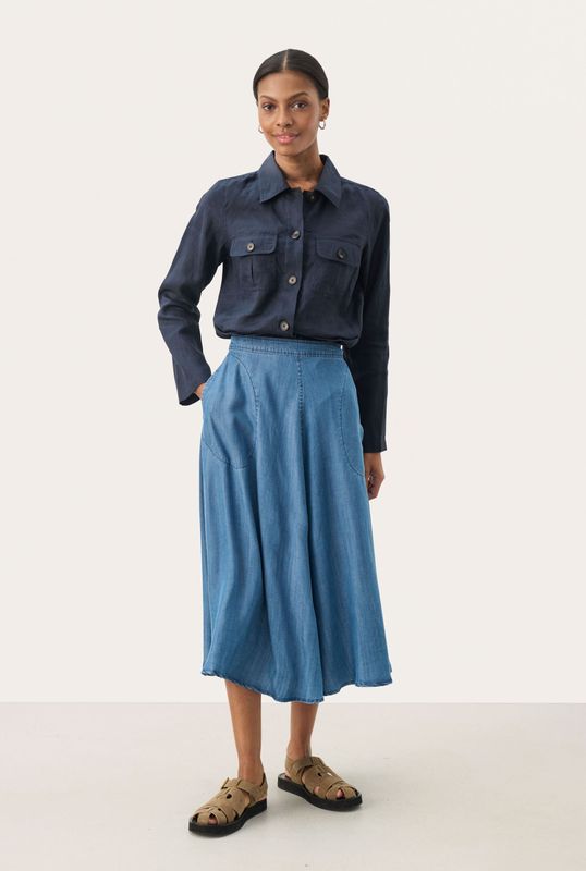 Part Two, Dames, Rokken, Blauw, Maat: 2XS Denim,