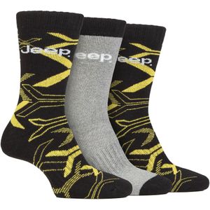 Heren Wandelsokken | Jeep | Volledig Gevoerde Anti-Blaar Camouflage Sokken, Geweven Gerecycled Katoen Camo Sokken - Zwart / Geel