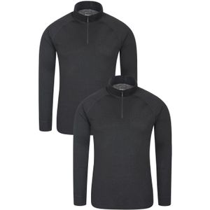 Mountain Warehouse Heren Talus Base Layer Top (Set van 2) (Zwart)