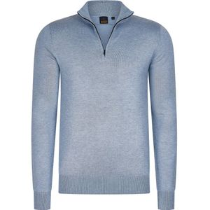 Mario Russo Sweaters Half Zip Trui Lichtblauw Blauw - Maat L