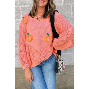 Pompoen Appliqué Breisweater