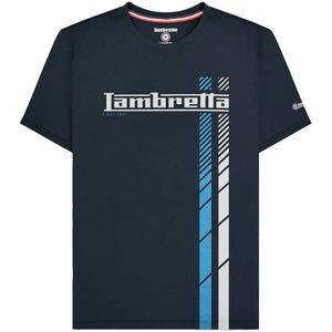 Lambretta Heren SS25 Racing Stripe T-shirt (Marine / Wit / Blauw)