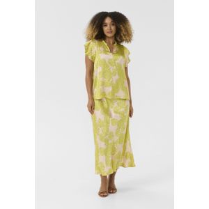 Blouse met korte mouwen Relaxed fit Green Palm Leaves lime green