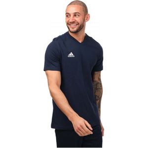 Men's Adidas Entrada 22 Cotton T-Shirt In Blue-White Korte Mouw -  Blauw En Wit - Maat S