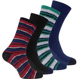 4-Pak Heren Gezellige Zachte Pluizige Slippersokken met Grip