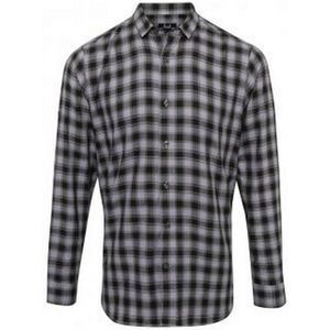 Premier Heren Mulligan Check Shirt Met Lange Mouwen (Staal/Zwart) - Maat 3XL