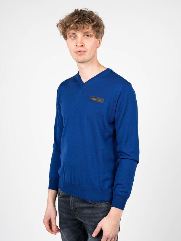 Plein Sport - V-neck Knitwear - Gebreide Trui - Merinowol - Blauw