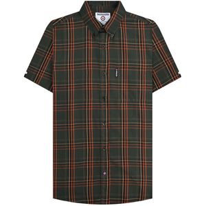 Lambretta Heren SS25 Geruit Overhemd (Khaki Groen/Oranje)