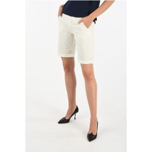 Stretchkatoenen Bermuda in wit