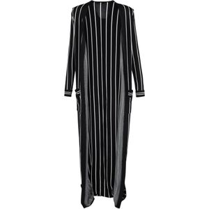 Balmain Gestreepte Stretch-Knit Cardigan in Zwarte Wol