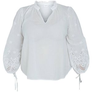 EVOKED VILA Blousetop VIMALLA Met Borduursels Met Broderie Wit - Maat 3XL