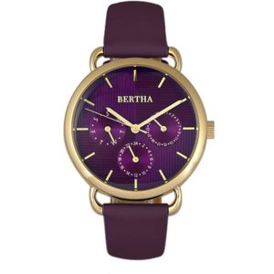 Bertha Gwen lederen band horloge met dag/datum