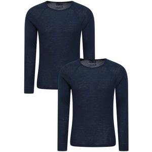 Mountain Warehouse Heren Merino Wol Base Layer Top (Set Van 2) (Marine) - Maat 3XL