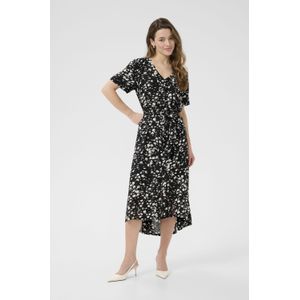 Kaffe - Beathe - Jurk - Zwart - 3/4 Lengte - V-hals - Getailleerd