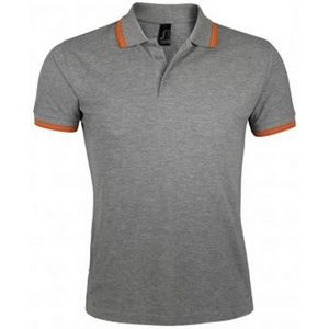 SOLS Heren Pasadena Getipt Korte Mouw Pique Polo Shirt (Grijze Mergel/oranje) - Maat XL
