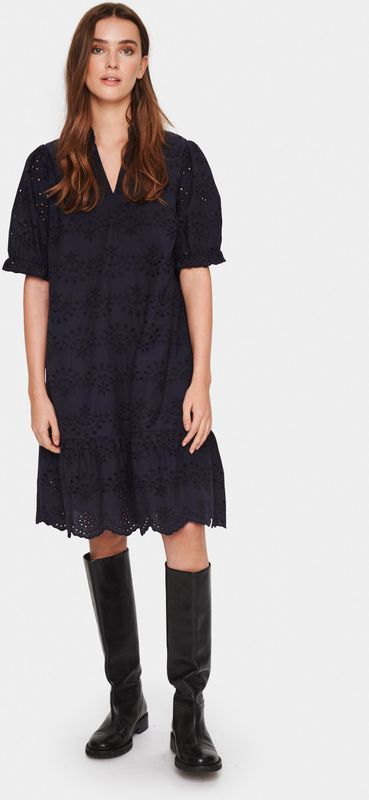 SAINT TROPEZ - GeleksaSZ - Jurk - Nachtblauw - Katoen - Knielengte