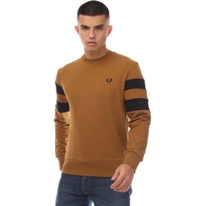 Men's Fred Perry Tipped Sleeve Sweatshirt in Camel
