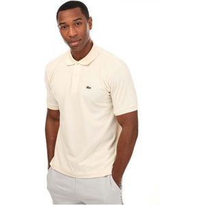 Men's Lacoste Short Sleeved Ribbed Collar Polo Shirt in Cream