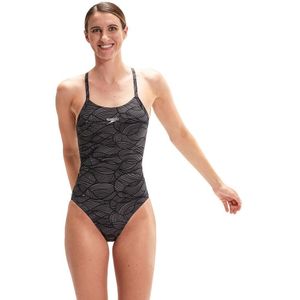 Speedo Dames/Dames All-Over Print Cross Back One Piece Badpak (Zwart)