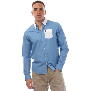 Luke 1977 Heren Telford Overhemd met Lange Mouwen (Blauw)