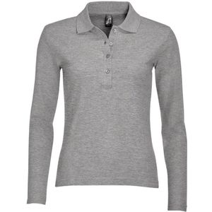 SOLS Dames/dames Podium Lange Mouw Pique Katoenen Polo Shirt (Grijze Mergel) - Maat M